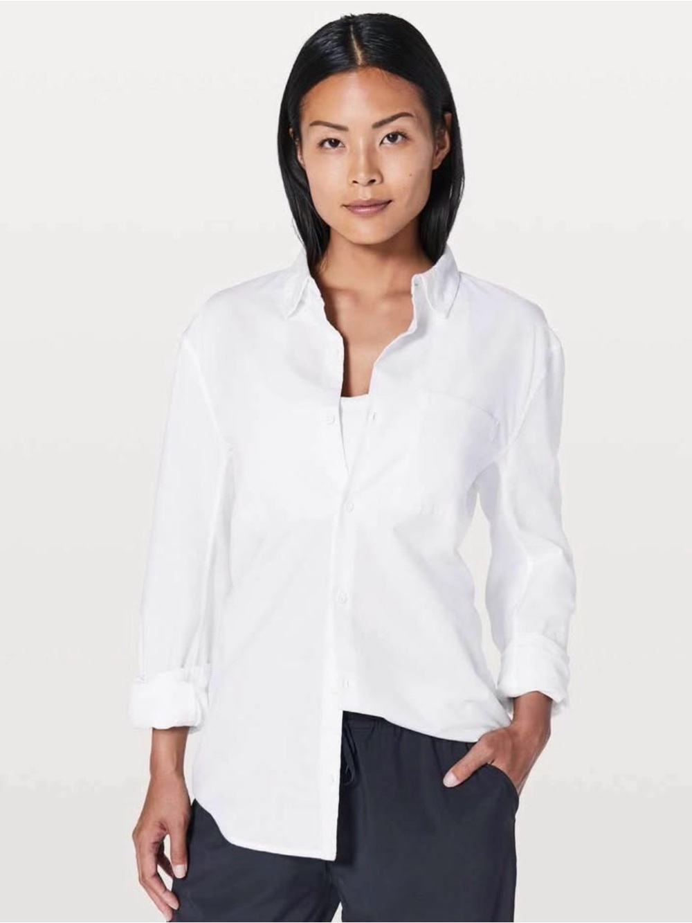 lululemon White Button-Down Shirt / Golf   Shirt